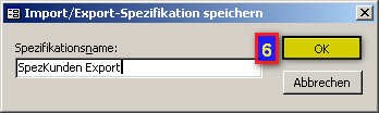 Meldedialog beim Speichern der Spezifikation