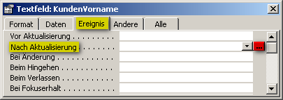 Textfeldeigenschaften - Ereignis - Nach Aktualisierung