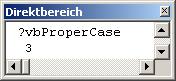 Beispiel der Eingabe im Direktfenster